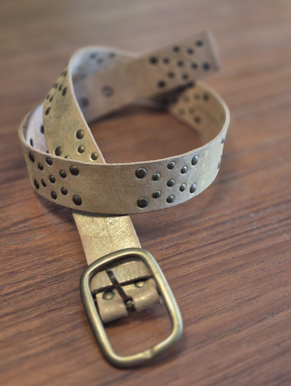 Vintage Leather Gold Belt Small